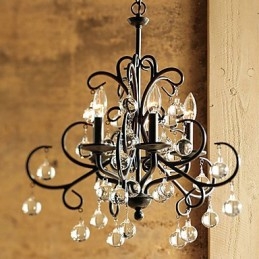 Lampadario classico in cristallo, metallo, 1 livello, E12/E14, 55 cm
