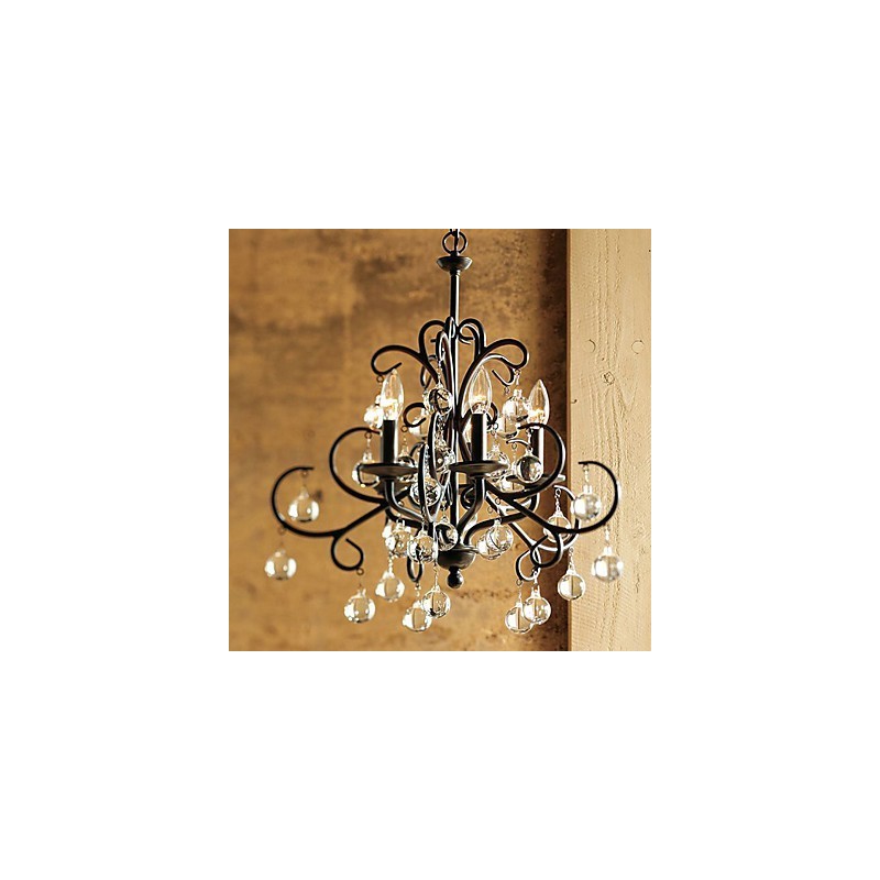 Lampadario classico in cristallo, metallo, 1 livello, E12/E14, 55 cm