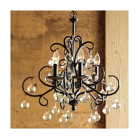 Lampadario classico in cristallo, metallo, 1 livello, E12/E14, 55 cm