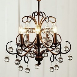 Lampadario classico in cristallo, metallo, 1 livello, E12/E14, 55 cm