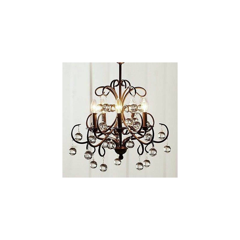 Lampadario classico in cristallo, metallo, 1 livello, E12/E14, 55 cm