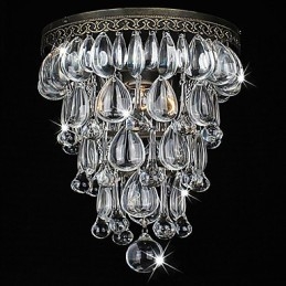 Plafoniera in cristallo 1 luce in ferro vintage galvanica