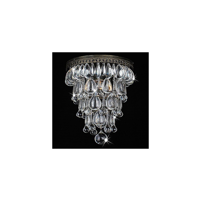 Plafoniera in cristallo 1 luce in ferro vintage galvanica