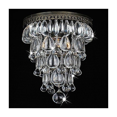 Plafoniera in cristallo 1 luce in ferro vintage galvanica