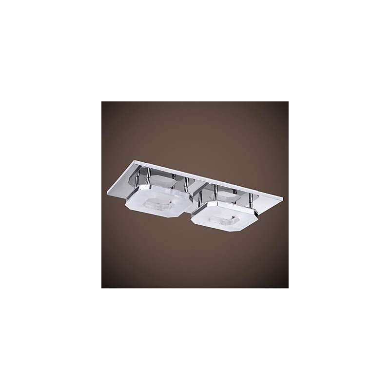 Plafoniera a filo moderna in acrilico galvanizzato e acciaio inox 16 W, 2 luci