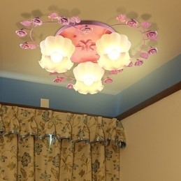 Plafoniera a filo rustica rosa 3 luci in vetro trasparente