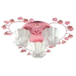 Plafoniera a filo rustica rosa 3 luci in vetro trasparente