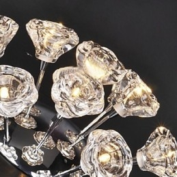 Plafoniera a filo cromata in metallo e cristallo 10 lampadine G4