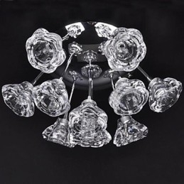 Plafoniera a filo cromata in metallo e cristallo 10 lampadine G4