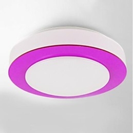 Plafoniera a filo LED bianca in metallo e acrilico con dettagli viola, arancioni e blu