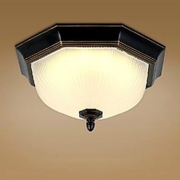 Plafoniera a filo LED integrato mini retrò classica in metallo nero e vetro bianco
