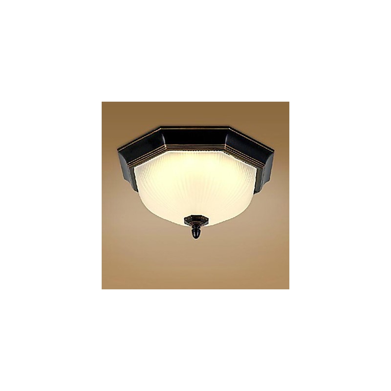 Plafoniera a filo LED integrato mini retrò classica in metallo nero e vetro bianco