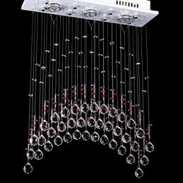 Plafoniera in cristallo K9 e acciaio inox con 5 luci, luce trasparente