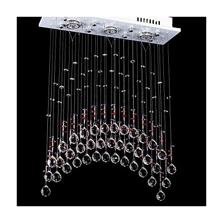 Plafoniera in cristallo K9 e acciaio inox con 5 luci, luce trasparente