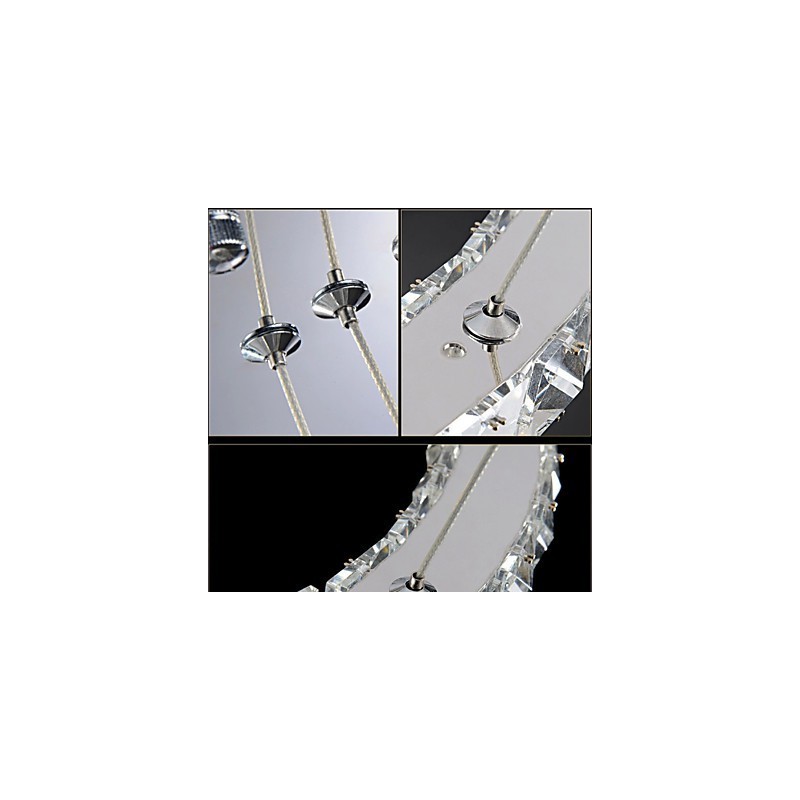 Lampadario moderno a anello singolo in cristallo K9, argento, 50 cm