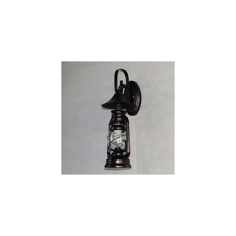 Lampada da parete vintage in metallo nero con lanterna 1 luce