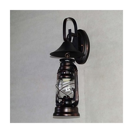 Lampada da parete vintage in metallo nero con lanterna 1 luce