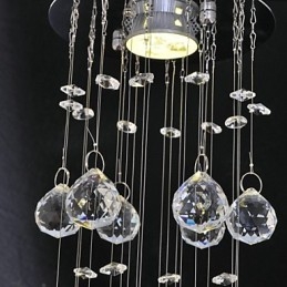 Plafoniera a filo in cristallo argento GU10 1 lampadina