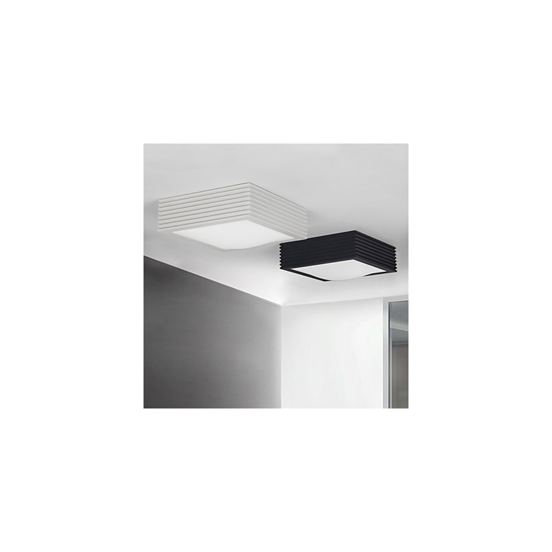Plafoniera moderna a filo nera con diffusore bianco in acrilico 8W