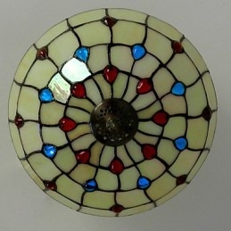 Plafoniera a filo in vetro colorato e ferro battuto stile europeo 30 x 19 cm