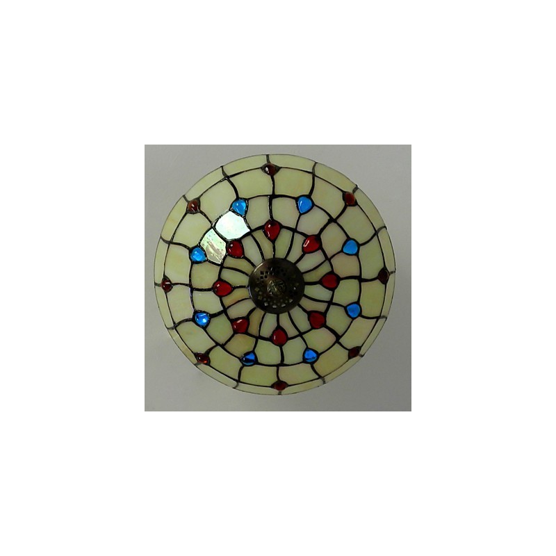 Plafoniera a filo in vetro colorato e ferro battuto stile europeo 30 x 19 cm