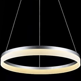 Lampada a sospensione rotonda moderna in acrilico bianco con anello singolo LED integrato