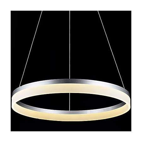 Lampada a sospensione rotonda moderna in acrilico bianco con anello singolo LED integrato