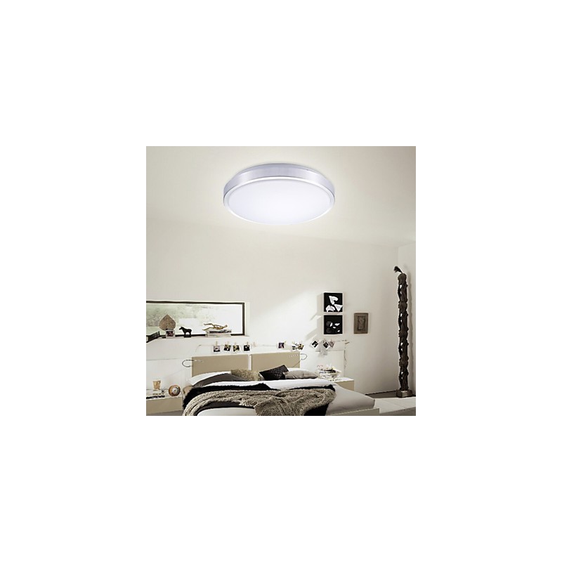 Plafoniera da incasso rotonda moderna Ø 35 cm argento e bianco