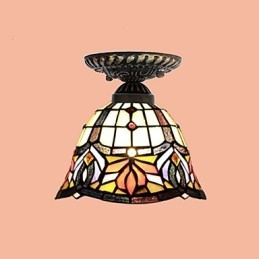 Plafoniera a cupola in vetro artistico rurale europeo