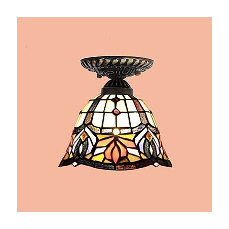 Plafoniera a cupola in vetro artistico rurale europeo
