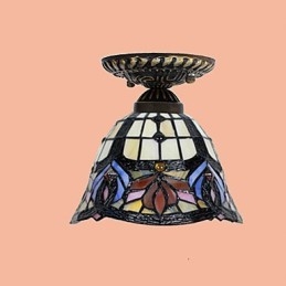Plafoniera a cupola in vetro artistico rurale europeo