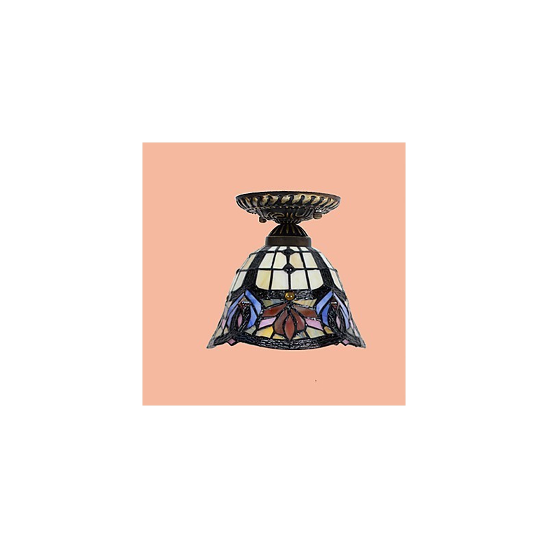 Plafoniera a cupola in vetro artistico rurale europeo