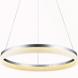 Lampada a sospensione rotonda moderna in acrilico bianco con anello singolo LED integrato