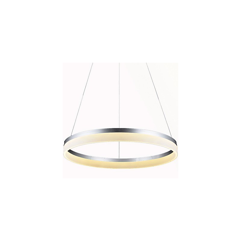 Lampada a sospensione rotonda moderna in acrilico bianco con anello singolo LED integrato