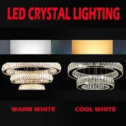 Lampadario moderno a anello singolo in cristallo K9, argento, 50 cm