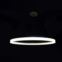 Lampada a sospensione rotonda moderna in acrilico bianco con anello singolo LED integrato