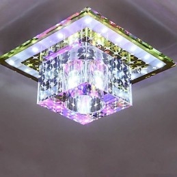 Plafoniera a filo in cristallo con 3 lampadine SMD 3W, luce colorata, cupola luminosa