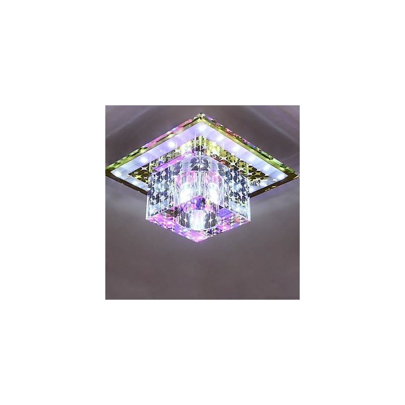 Plafoniera a filo in cristallo con 3 lampadine SMD 3W, luce colorata, cupola luminosa