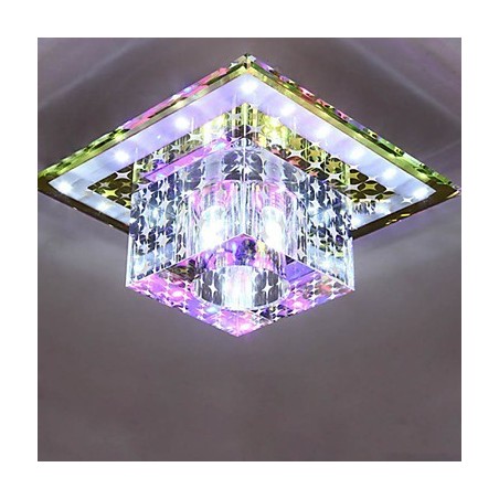 Plafoniera a filo in cristallo con 3 lampadine SMD 3W, luce colorata, cupola luminosa