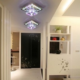 Plafoniera a filo in cristallo con 3 lampadine SMD 3W, luce colorata, cupola luminosa