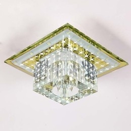 Plafoniera a filo in cristallo con 3 lampadine SMD 3W, luce colorata, cupola luminosa