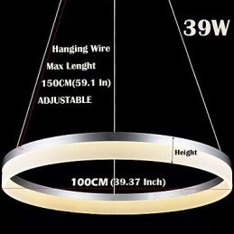 Lampada a sospensione rotonda moderna in acrilico bianco con anello singolo LED integrato