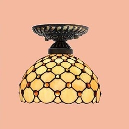 Plafoniera a cupola in vetro artistico stile rustico europeo