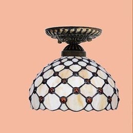 Plafoniera a cupola in vetro artistico stile rustico europeo