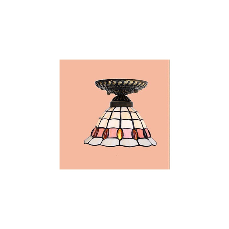 Plafoniera a cupola in vetro artistico rustico