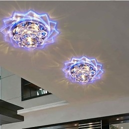 Mini plafoniera da soffitto in cristallo 20x8,5 cm, faretto LED 3W, 3 luci, colorata