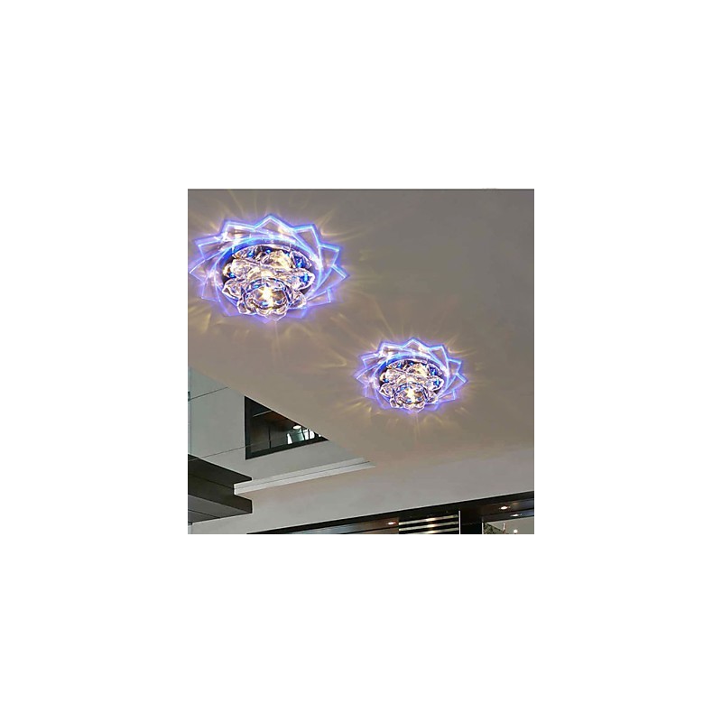 Mini plafoniera da soffitto in cristallo 20x8,5 cm, faretto LED 3W, 3 luci, colorata
