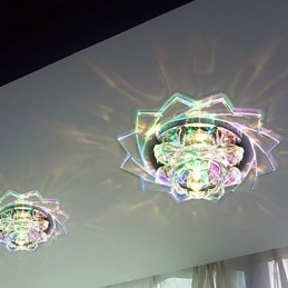 Mini plafoniera da soffitto in cristallo 20x8,5 cm, faretto LED 3W, 3 luci, colorata