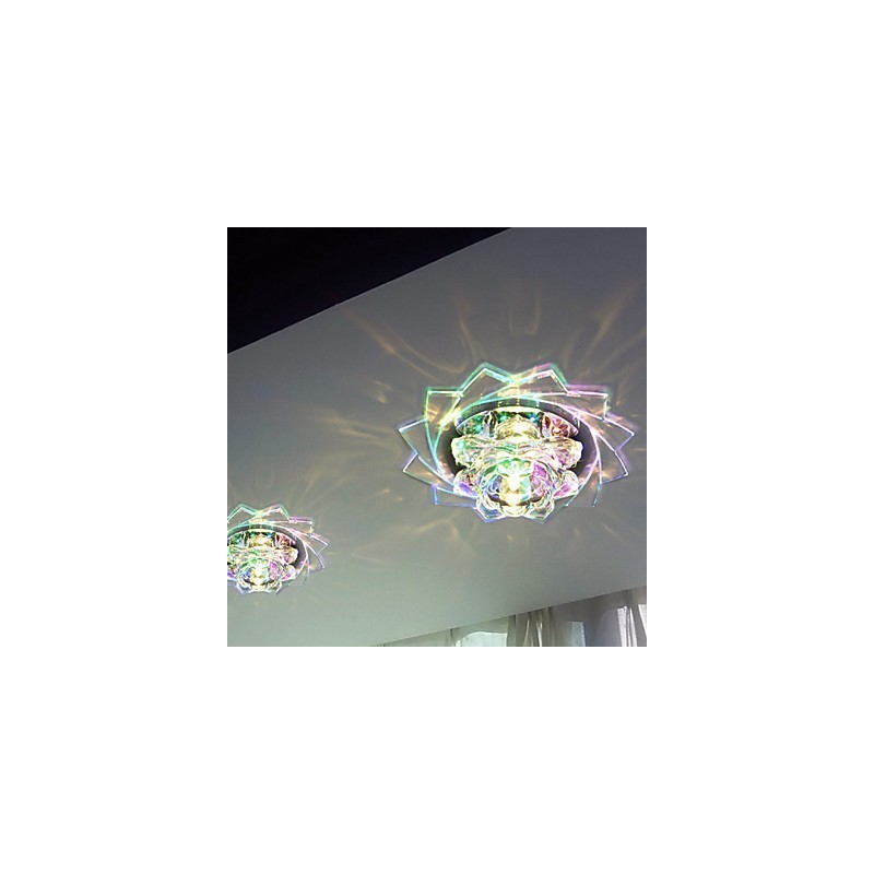 Mini plafoniera da soffitto in cristallo 20x8,5 cm, faretto LED 3W, 3 luci, colorata