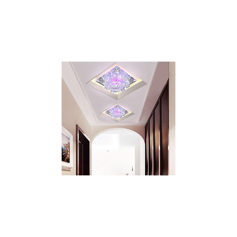 Plafoniera quadrata in cristallo creativa a cupola e tubo, 3 lampadine E26/E27